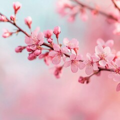 Obraz premium Delicate Pink Cherry Blossoms in Soft Focus