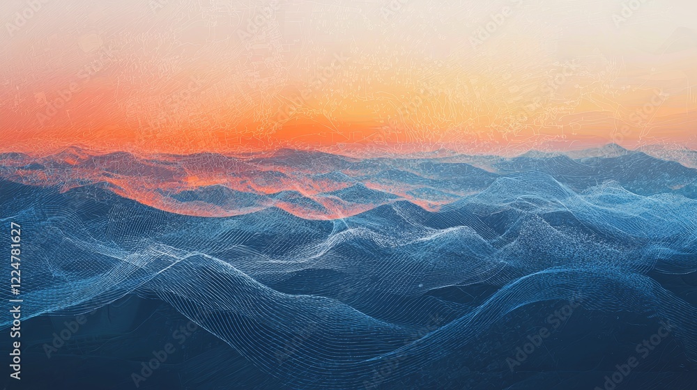 Poster connection and technology in cyberspace an abstract graphic representation of serenity