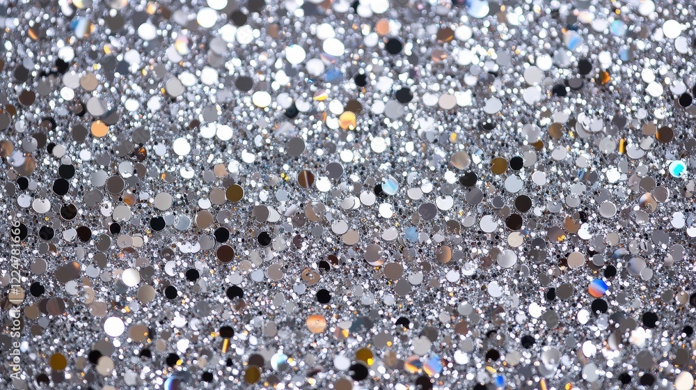 Aufkleber silver and white glitter texture background with shimmering dots for festive and decorative use in c