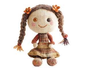 cute rag doll with stitched features, button eyes, and colorful hair. This charming toy brings joy and warmth to any child room, making it perfect companion