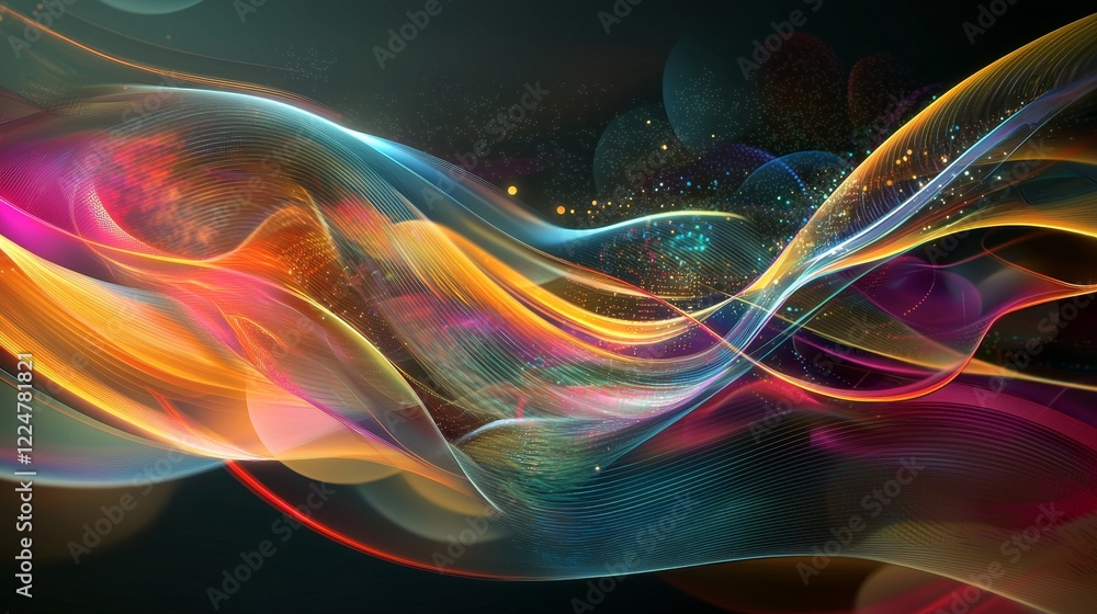 Aufkleber evolving cyberspace waves of data and the connection of technology and communication