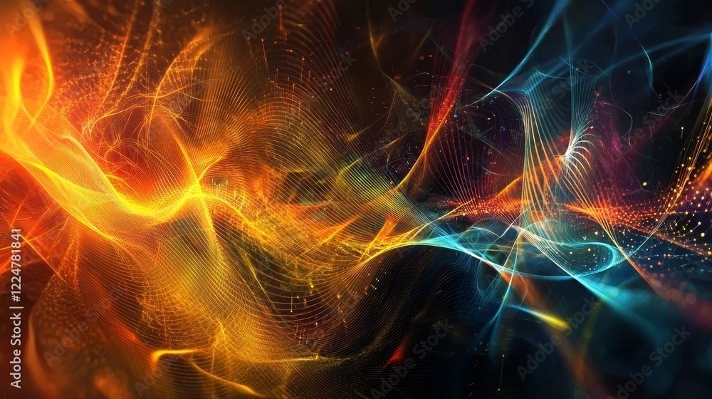 Aufkleber exploring cyberspace abstract waves of data and technology connections