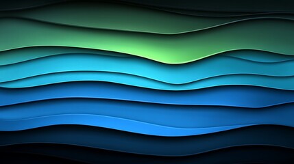 Obraz premium Abstract layered waves of blue and green hues