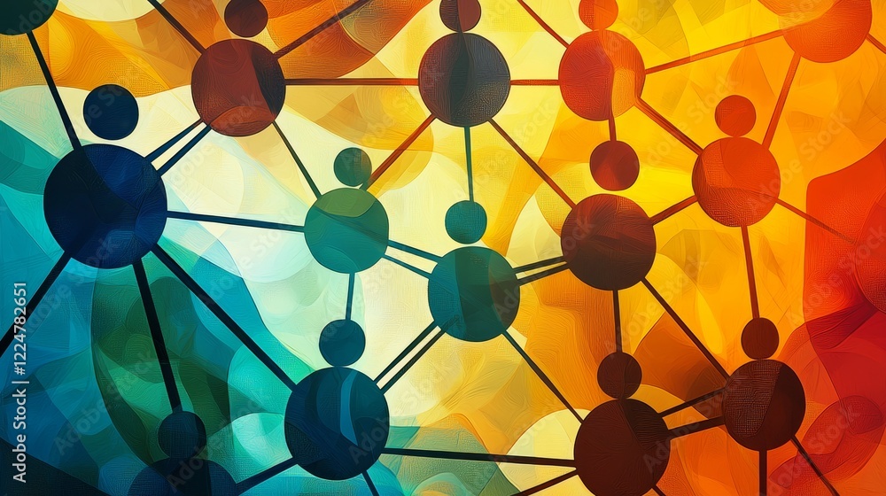 Poster artistic representation of network technology exploring digital connections in cyberspace