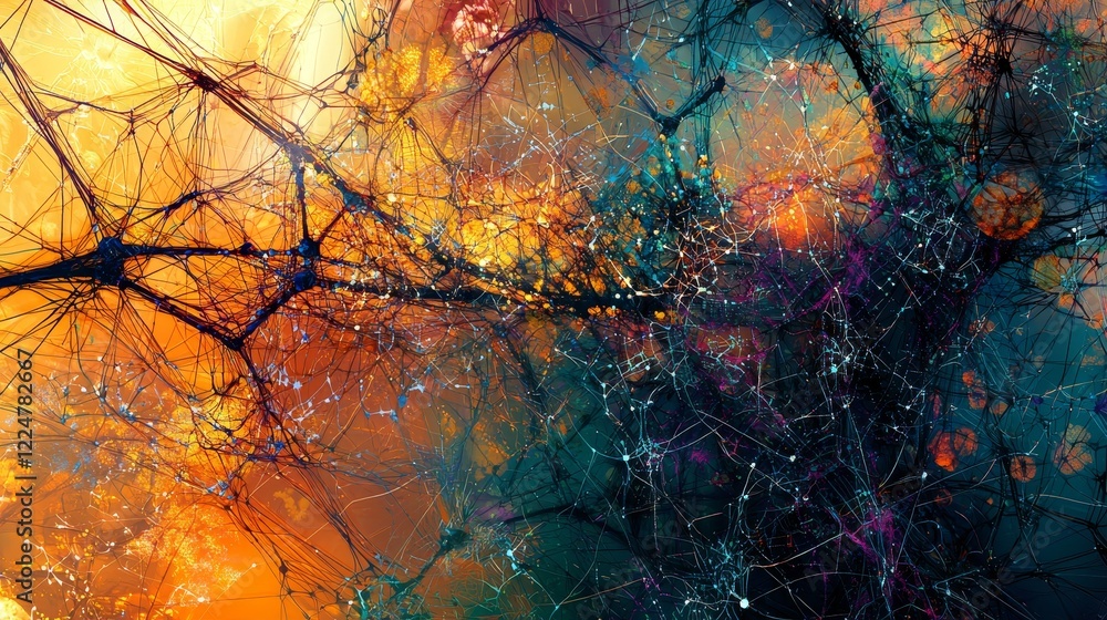 Aufkleber artistic synergy of tech networks and data in cyberspace a graphic exploration