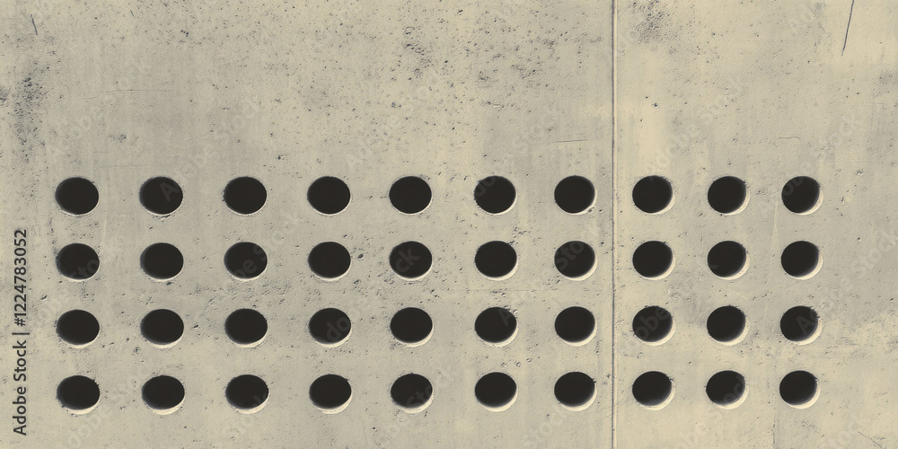 Poster Unique halftone texture design featuring aligned circular patterns on a textured surface