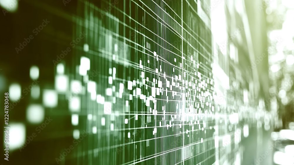 Poster abstract green data stream visualization. perfect for tech, finance, or innovation concepts. blurs a