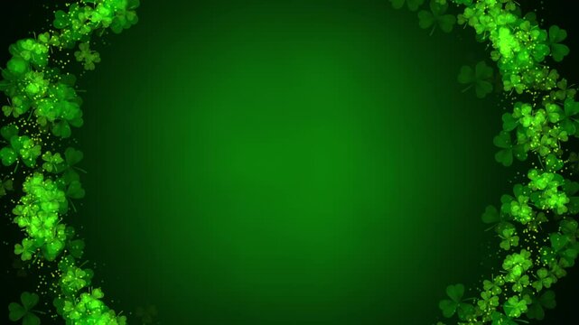 St. Patrick's Day Background Loop With Floating Shamrocks And Gold Particles