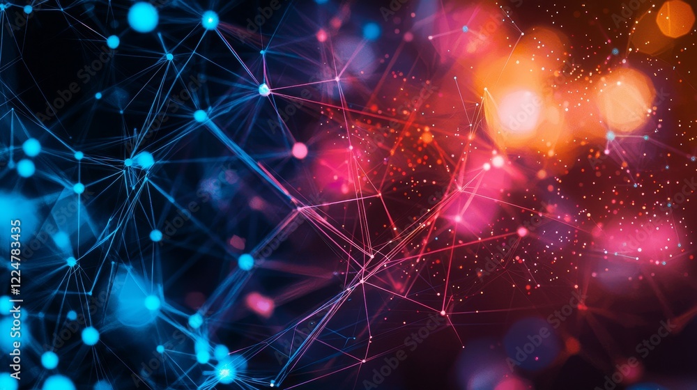 Poster navigating the digital network a vibrant cyberspace of technology and connection