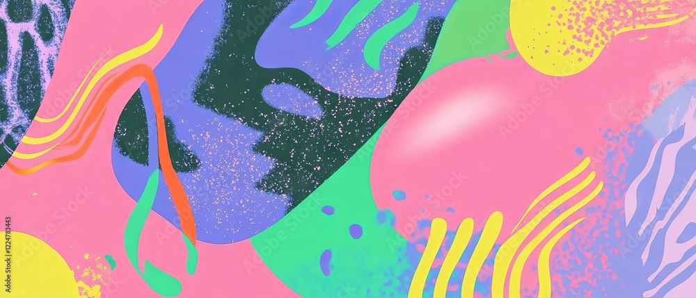 Poster colorful abstract background with shapes and sound waves for artistic projects