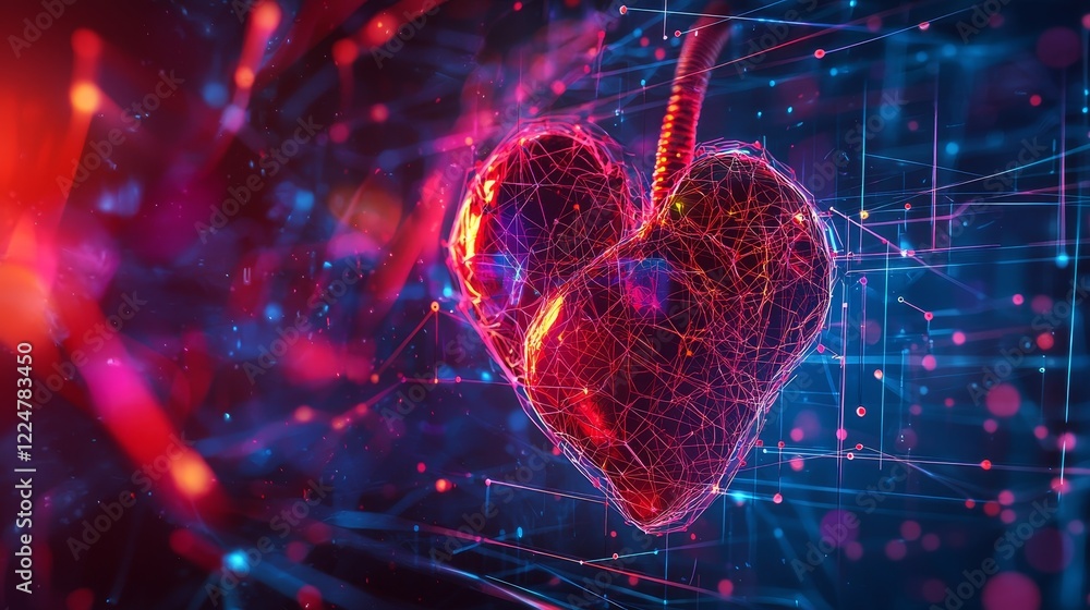Poster heartbeat of cyberspace a network of technology and communication in digital abstract