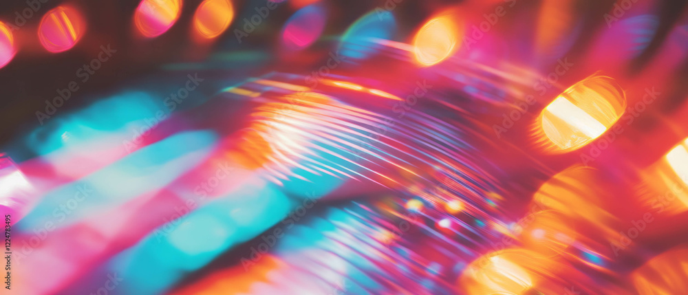Poster Vibrant abstract sound waves with colorful background and dynamic musical elements