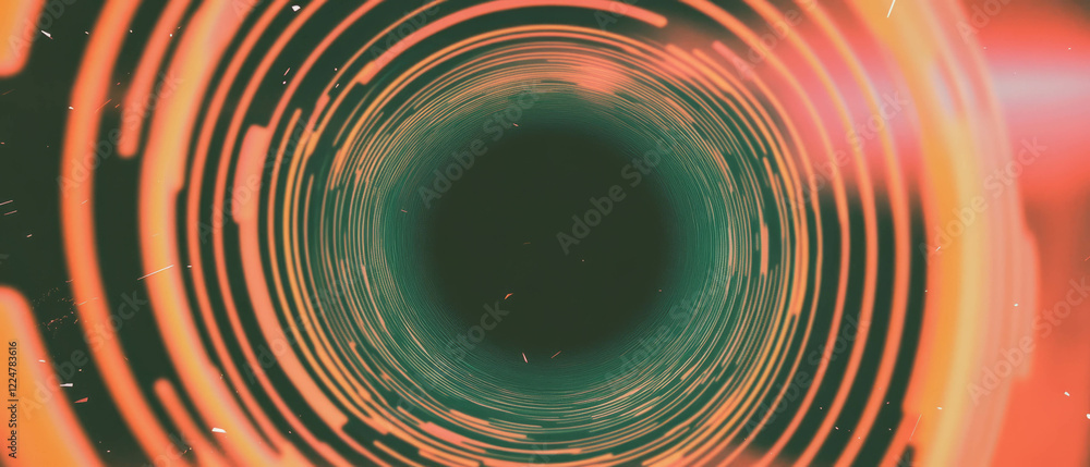 Poster Circular sound wave patterns create a dynamic abstract background with central space