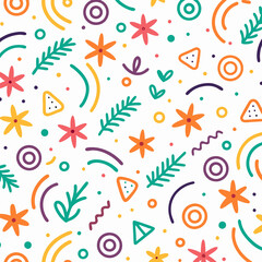 Colorful floral and geometric seamless pattern. (1)