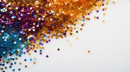 Colorful Glitter and Sparkle Confetti on White Background for Festive Celebrations and Creative Projects