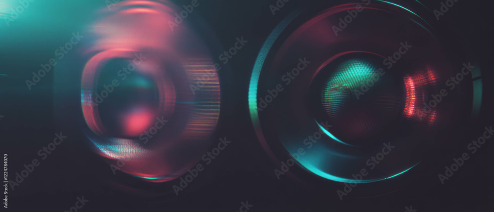 Poster Dynamic abstract soundscape with dark background and vivid central illumination