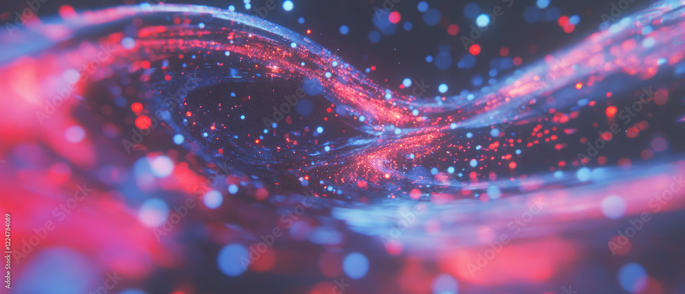 Aufkleber Exploration of abstract data streams and sound nodes with a vibrant central focal point