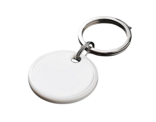 Simple white keychain on a transparent background for easy customization