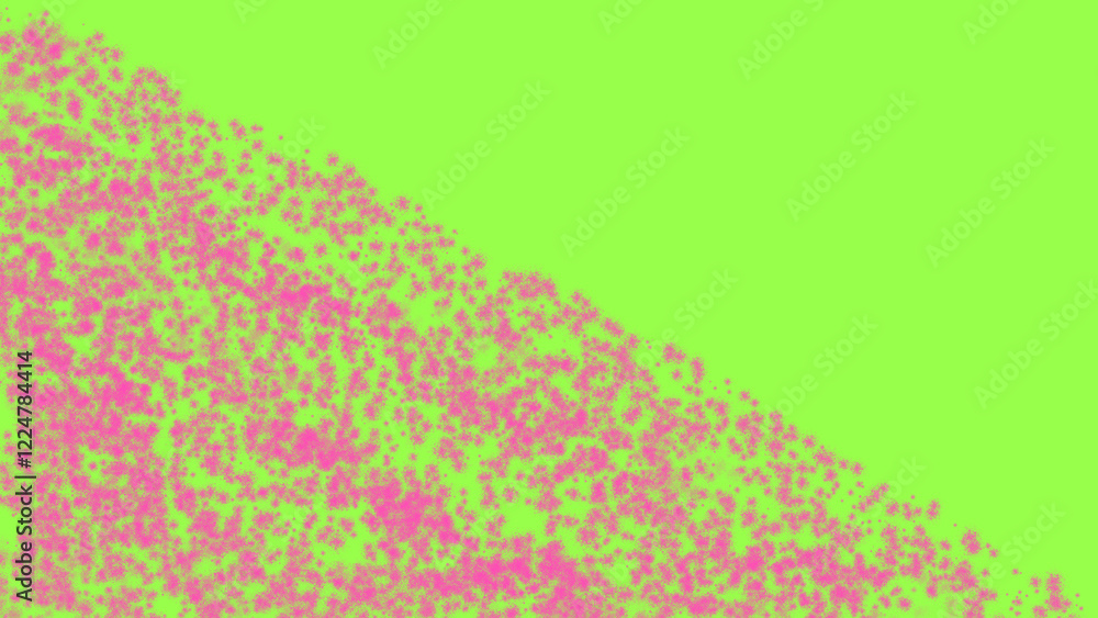 Poster pink dots scattered on a vibrant green background, creating a lively and dynamic abstract pattern