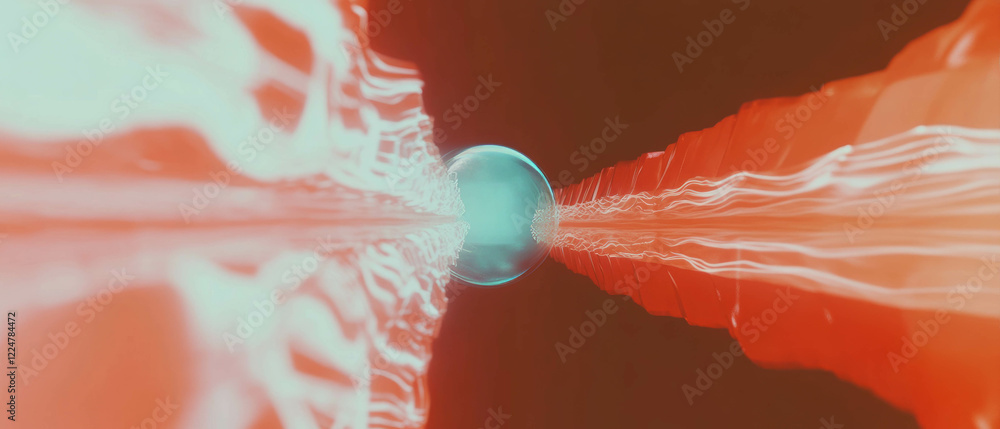 Poster Flowing sound waves create a vibrant audio visual experience with central focus