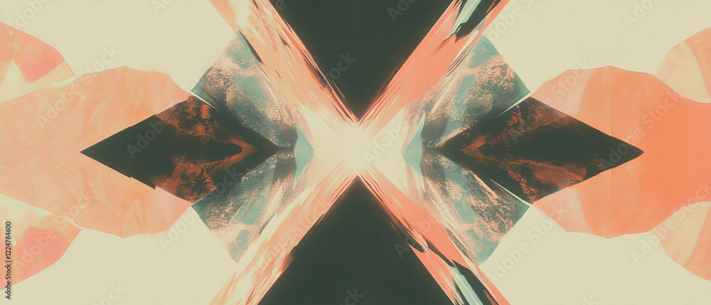 Poster Exploring geometric spark patterns with a clear central area in modern design