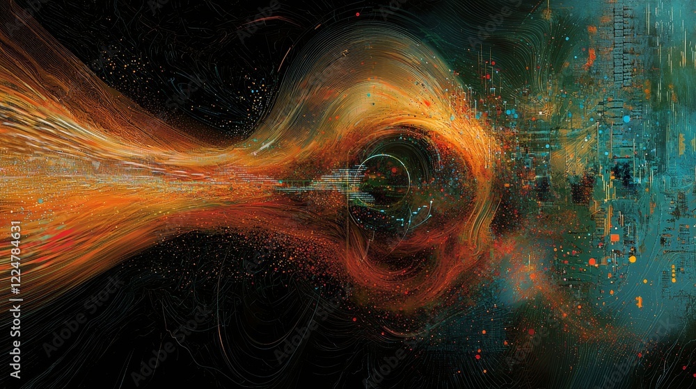 Poster in-depth exploration of cyberspace data interactions and abstract digital backgrounds
