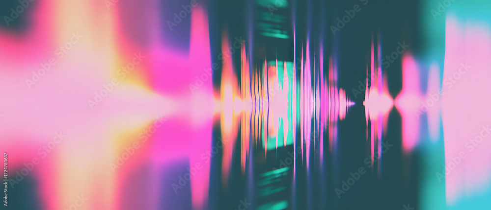 Poster Glitching frequencies create vibrant music waves in an abstract design with edgy elements