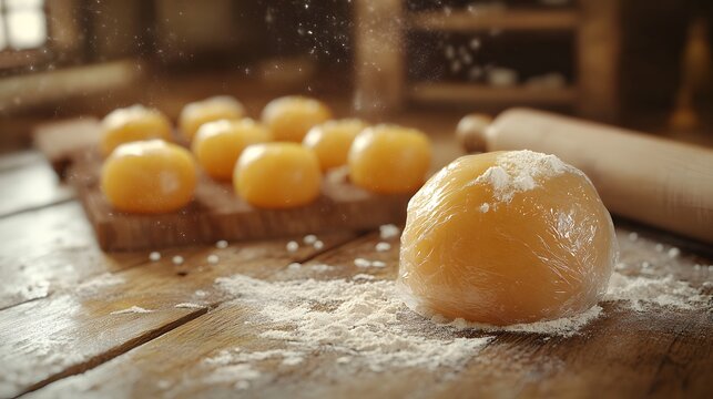 The Art of Pastry Making: A Close-Up of Golden Shortcrust Dough on a Floured Surface