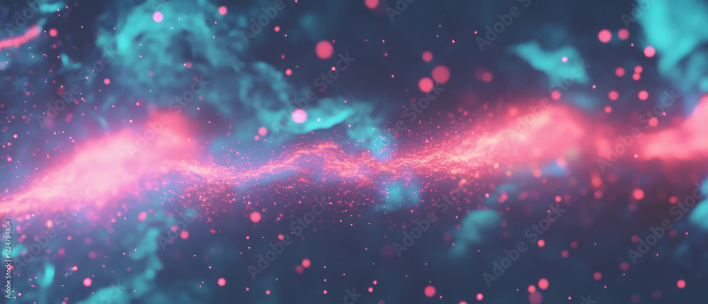Poster glowing sparks illuminate an abstract background with vibrant colors and space for text