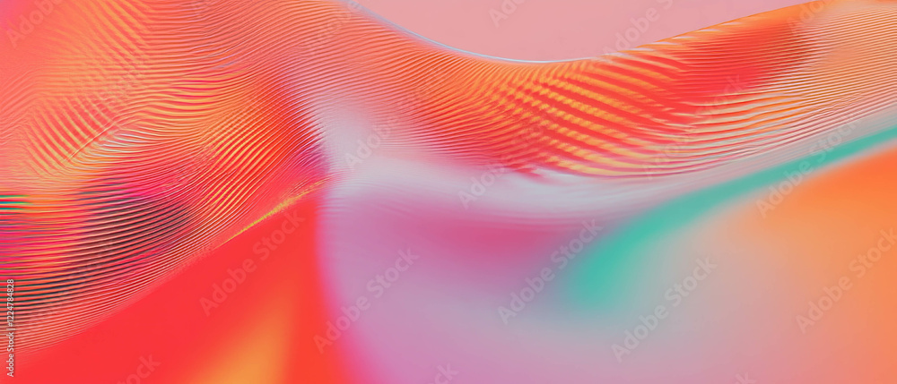 Poster Gradient sound waves create a vibrant abstract design with smooth banner space
