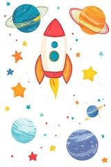 Playful Space Adventure Vector Graphic