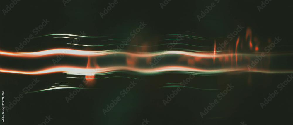 Poster Light trails create dynamic music waves in an abstract background with an empty center