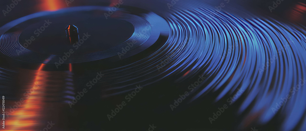 Poster metallic music vibrations create an industrial atmosphere with empty center