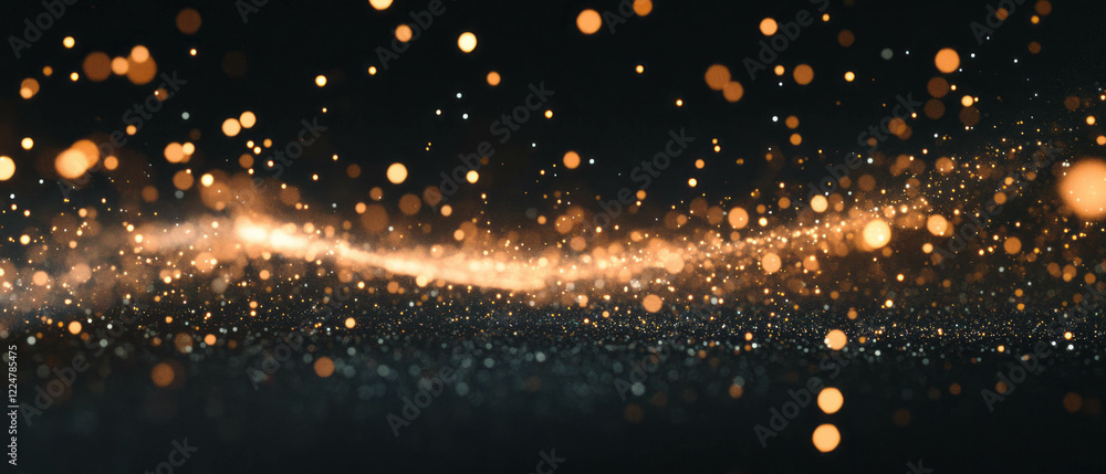 Poster Dynamic light trails create a captivating abstract background with sparks and motion
