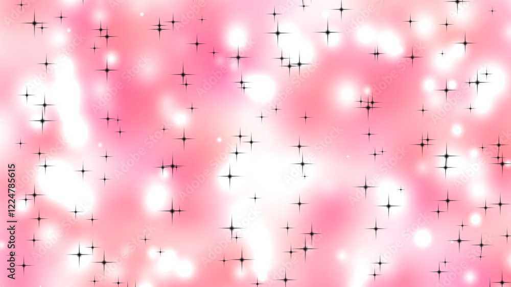 Poster pink bokeh background with sparkling stars, creating a magical and whimsical atmosphere