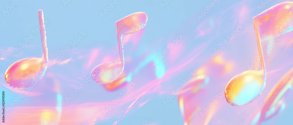 Poster Energetic particles interact with music in a vibrant abstract background display