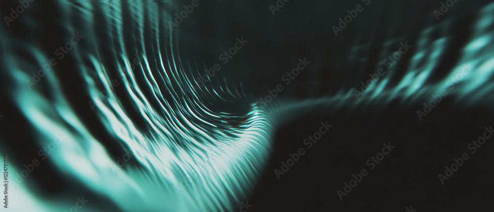 Poster abstract design of quantum effects and sound waves representing digital future advancements