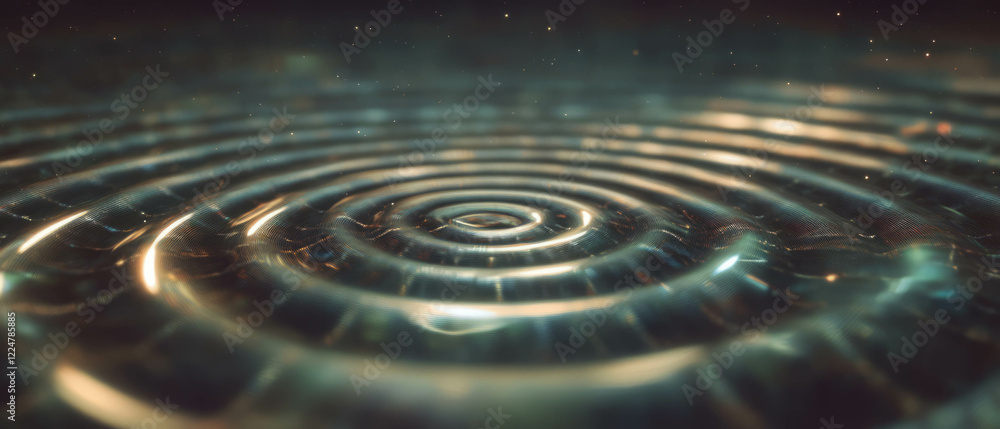 Poster explore abstract quantum effects and sound networks in a captivating digital landscape