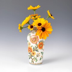 Beautiful pink roses in a white vase