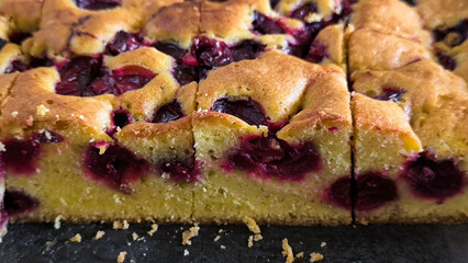 homemade baked cherry pie close up