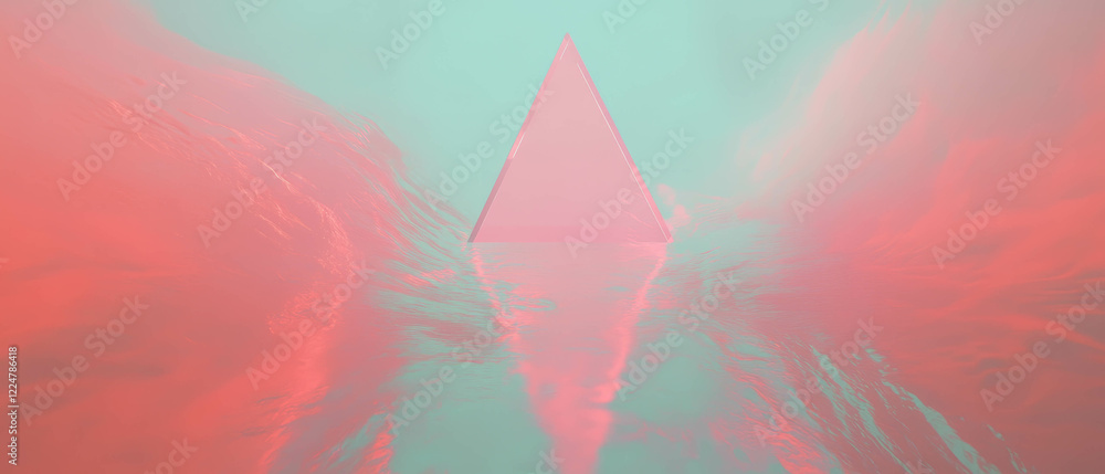 Fototapete Vibrant triangular music wave forms create a dynamic abstract backdrop with focus