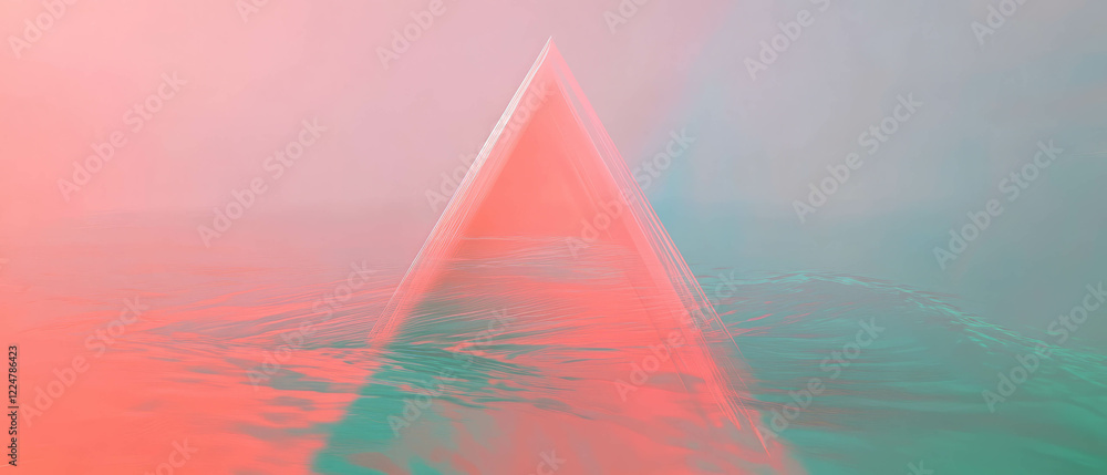 Poster Vibrant triangular music wave forms creating a dynamic abstract background