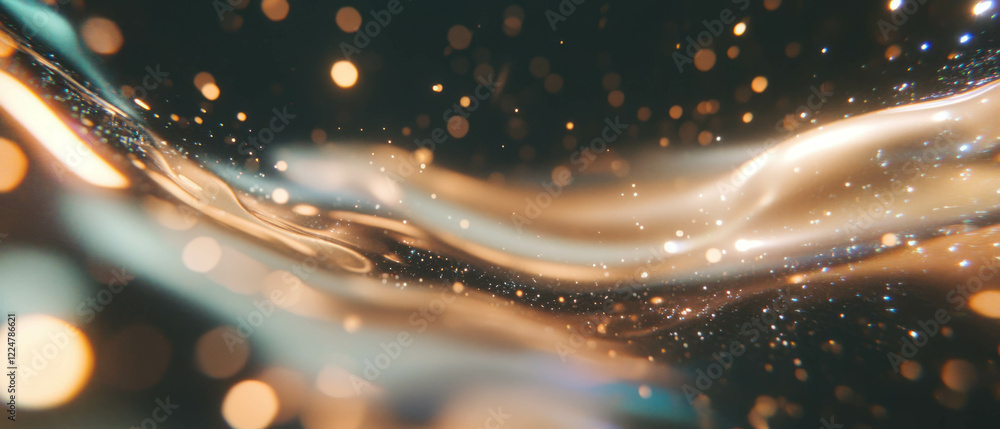 Aufkleber Wavy spark streams create an abstract background with flowing banner space for message