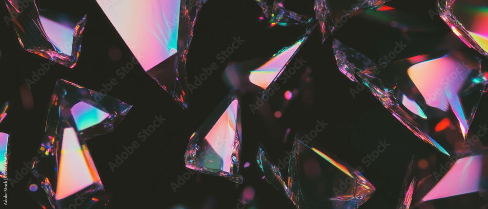 Aufkleber Abstract design featuring broken glass texture with geometric patterns on a dark background