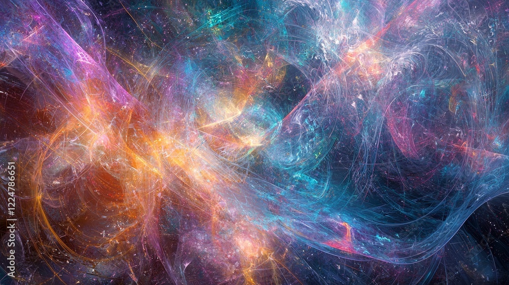 Poster ethereal representation of technology and communication in cyber networks
