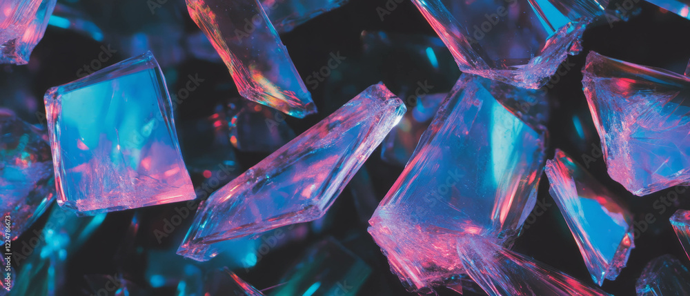 Poster intricate abstract design showcasing the texture of broken glass against a dark background