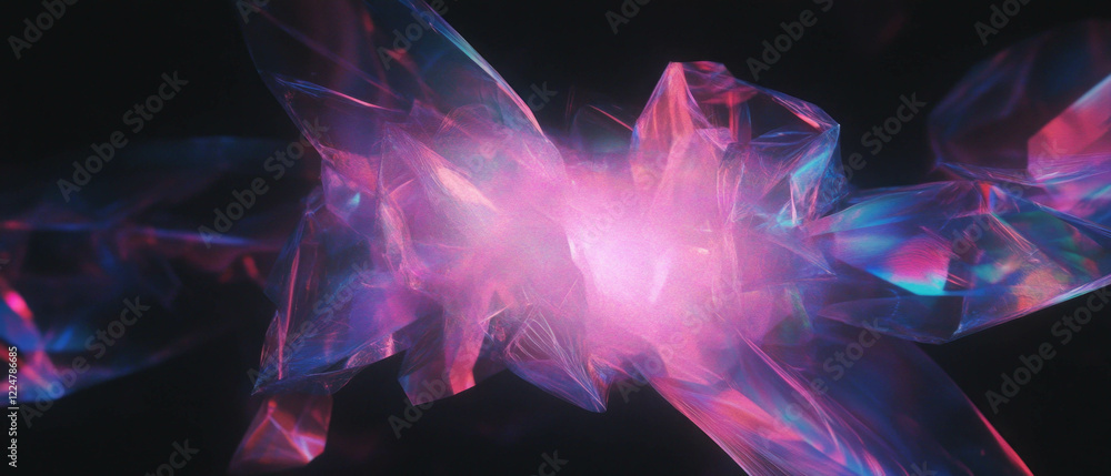 Aufkleber abstract broken glass texture creating a vivid central space against a black background