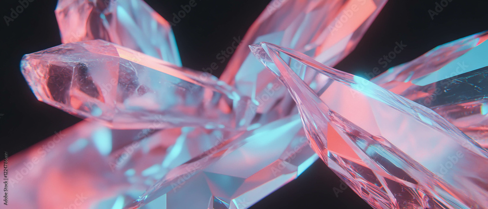 Poster abstract broken glass texture overlay with vibrant colors and black background