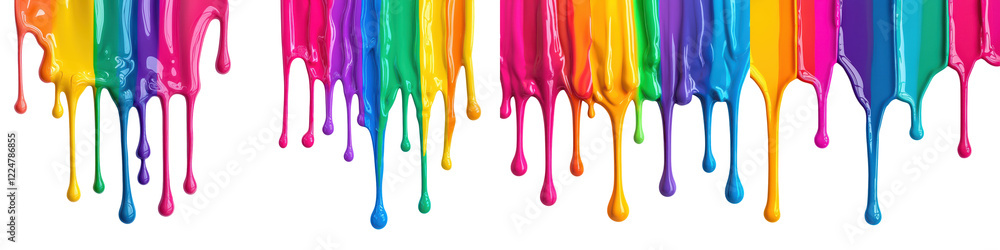Poster vibrant colorful dripping paint colors forming an background dynamic fluid movement and messy textur
