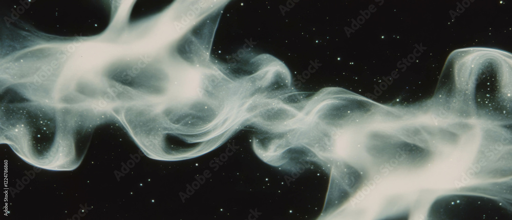 Poster Abstract dust patterns overlay on a vintage design with a black background for artistic effects